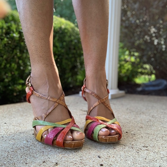 Nine West Multicolored Croco Slingback Heels - Picture 4 of 13